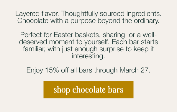 15% off all products. Sale ends March 27th. Shop the sale